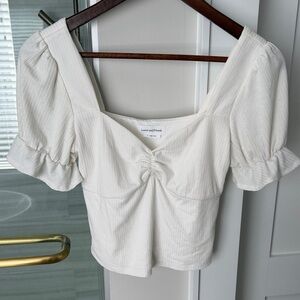 Lovers & Friends White Puff Sleeve Top